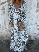 Full Size Printed V-Neck Dress with Pockets Plus Size - Store 42