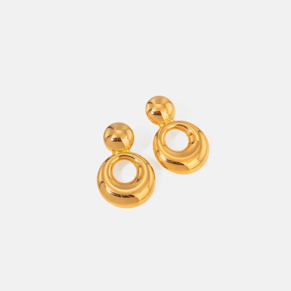 Modern 18K Gold-Plated Cutout Earrings - Elegant Stainless Steel Design, Lightweight 1.7 in