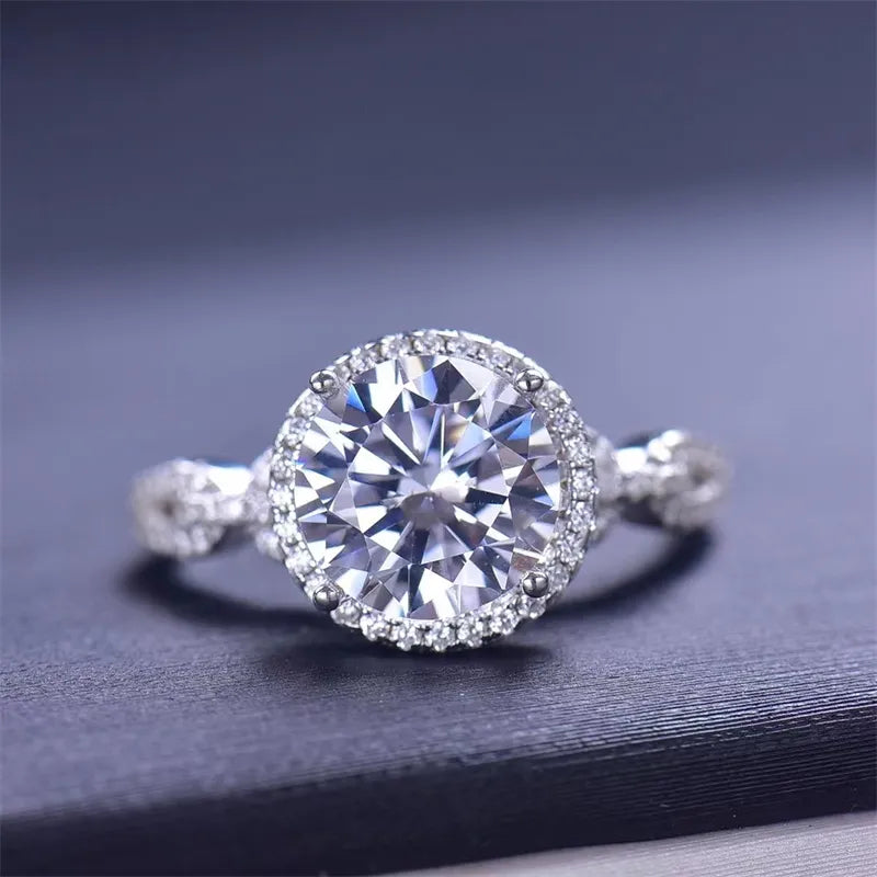 Stunning 3 Carat Moissanite Ring in 925 Sterling Silver with Zircon Accents - Perfect for Any Occasion