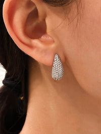 Elegant 18K Gold-Plated Stainless Steel Teardrop Earrings with Zircon Inlay - Store 42