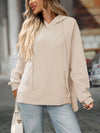 Textured Drawstring Long Sleeve Hoodie Beige