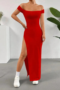 Off Shoulder Slit Maxi Dress