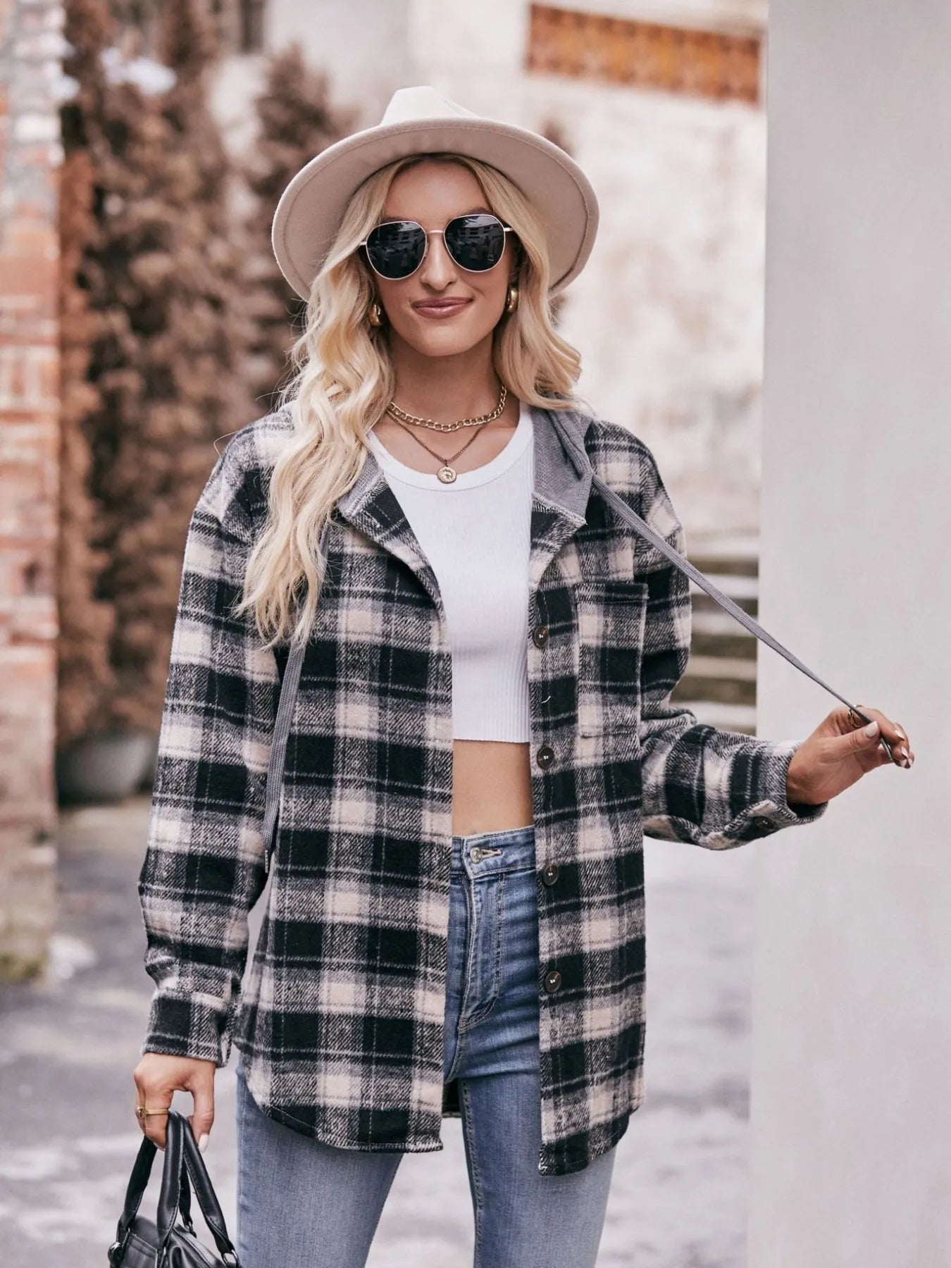 Oversized Plaid Button Up Shacket