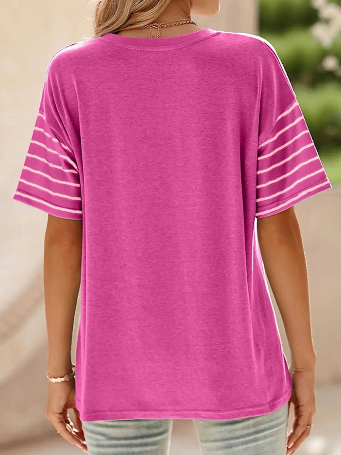 Stylish Color Block Striped Sleeve Casual T-Shirt for Everyday Comfort and Versatility - Store 42