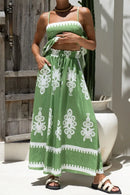 Printed Square Neck Cami and Wide Leg Pants Set