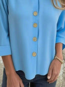 Full Size Button-Front 3/4 Sleeve Casual Blouse Plus Size - Store 42