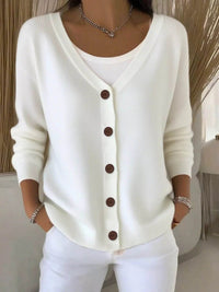 Full Size Plus Size Button-Front V-Neck Cardigan, Slightly Stretchy, 95% Acrylic Blend - Store 42