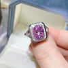3 Carat Moissanite Square Ring Pink Purple