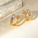 18K Gold-Plated Stainless Steel Double-Layered Zircon Earrings - Sophisticated Elegance - Store 42