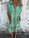 Full Size Printed Short Sleeve Button-Up Shirt Dress Plus Size - Store 42