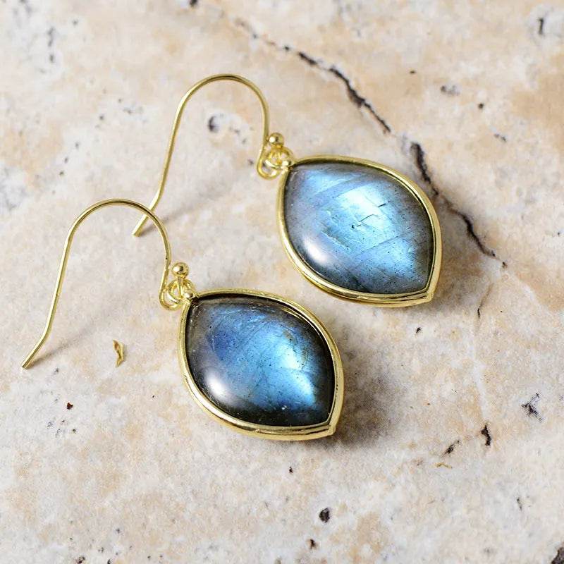 Elegant Copper Teardrop Earrings with Imperial Stone - Unique Artisan Jewelry