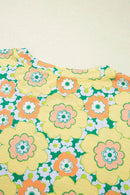 Floral Print Oversized T-Shirt with Round Neck - Soft Stretchy 95% Polyester Blend - Store 42