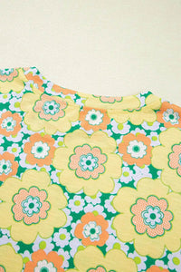 Floral Print Oversized T-Shirt with Round Neck - Soft Stretchy 95% Polyester Blend - Store 42