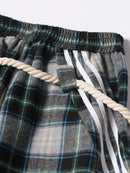 Plaid Casual Pants with Side Stripes