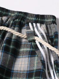 Plaid Casual Pants with Side Stripes
