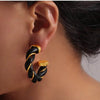 Elegant Twisted Leather Rope C-Hoop Earrings - 18K Gold-Plated Copper for Stylish Appeal - Store 42