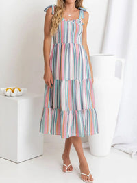 Contrast Striped Square Neck Cami Dress Stripe