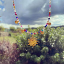 14K Gold-Plated Sun Pendant Necklace with Beads - Elegant Copper Jewelry for Everyday Wear - Store 42