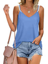 Full Size Plus Size Lace Detail V-Neck Cami Top - 100% Polyester, No Stretch, Machine Washable - Store 42