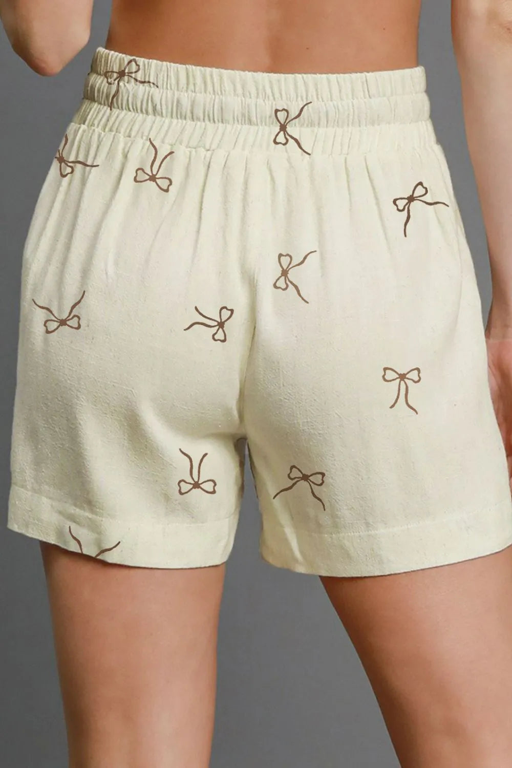 Bow Print Lace Drawstring Casual Shorts for Women - Soft 100% Viscose, Comfortable Fit