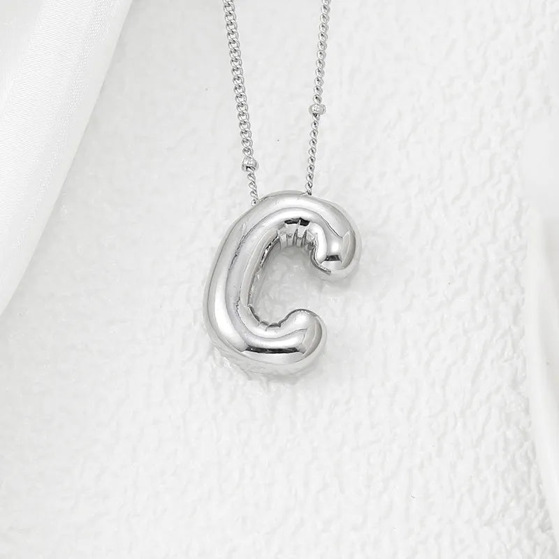 Copper Bubble Letter Pendant Necklace Style C One Size