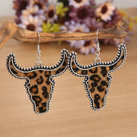 Alloy Animal Print Cow Head Earrings Leopard One Size
