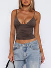 Ruched V-Neck Cami Coffee Brown