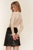 And The Why Half Button Round Neck Long Sleeve Bodysuit - Store 42