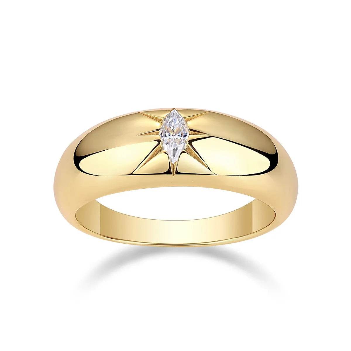 Elegant 925 Sterling Silver Moissanite Ring with 0.1ct Gemstone - Stunning 18K Gold-Plated Design - Store 42