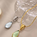 Elegant Stainless Steel Teardrop Necklace - 18K Gold-Plated & Platinum-Plated Design - Store 42