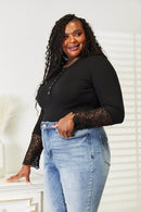 Lace Hem Sleeve Button Top - Stylish & Versatile Women's Opaque Blouse by Trendsi - Store 42