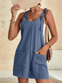 Full Size Knot Strap Romper with Pockets Plus Size - Store 42