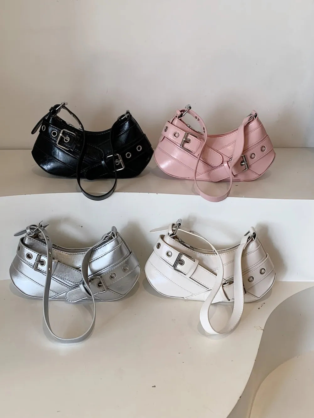 Medium PU Leather Buckle Shoulder Bag - Stylish and Versatile for Everyday Use