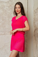 Davi & Dani Sleeveless V Neck Mesh Knit Cover Up Dress