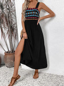 Perfee Embroidered Floral Side Slit Sleeveless Midi Dress
