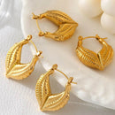 Elegant 18K Gold-Plated Titanium Steel Leaf Shape Earrings - Lightweight & Chic Design - Store 42