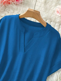 Casual Notched Short Sleeve Blouse