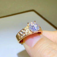 1.5 Carat Moissanite Ring in 925 Sterling Silver with 18K Gold-Plated Accents - Store 42