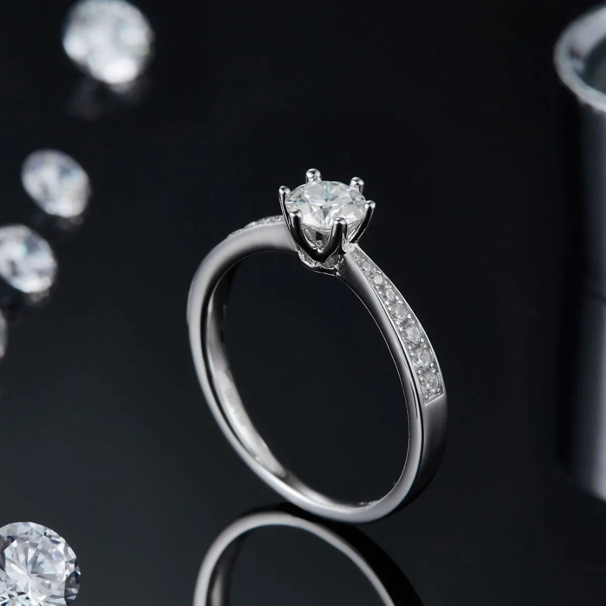 Elegant 0.5Ct Moissanite 925 Sterling Silver Ring With Certificate and Warranty