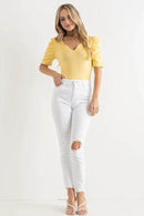 And The Why Shirring Puff Sleeve Bodysuit - Store 42