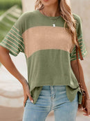 Stylish Color Block Striped Sleeve Casual T-Shirt for Everyday Comfort and Versatility - Store 42