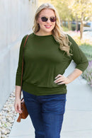 Basic Bae Full Size Round Neck Batwing Sleeve Top - Soft Stretch Rayon Blend, Opaque Design - Store 42
