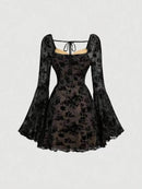 Elegant Lace Flare Sleeve Mini Dress with Tied Detail – Perfect for Any Occasion - Store 42