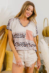BiBi Leopard Stripe with Slub Terry Color Block T-Shirt - Store 42