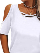 Full Size Crisscross Cold Shoulder Casual T-Shirt Plus Size - Store 42