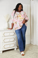 Double Take Floral Round Neck Three-Quarter Sleeve Top - Store 42