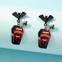Halloween Gothic Vampire Coffin Bat Wing Drop Earrings - Store 42