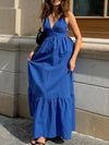V-Neck Tiered Maxi Cami Dress Blue