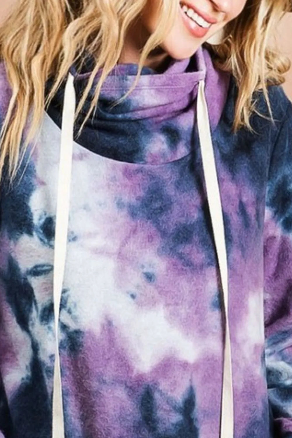 BiBi Brushed Tie Dye Overlapped Turtle Neck Sweatshirt
