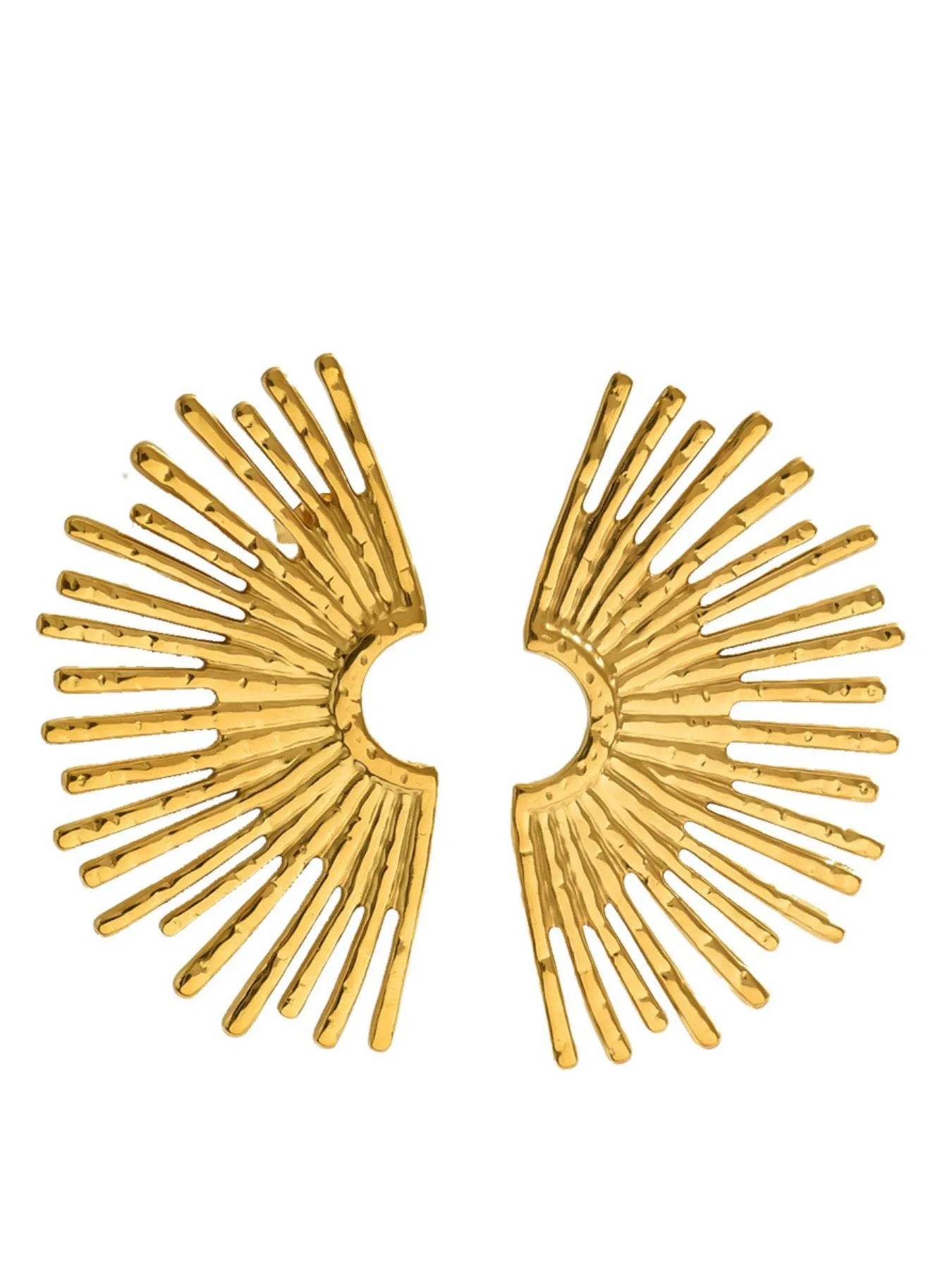 Elegant 18K Gold-Plated Stainless Steel Sunburst Earrings - Dazzling Fashion Statement - Store 42